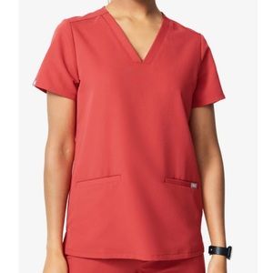 FIGS Red Three-Pocket Scrubs Top